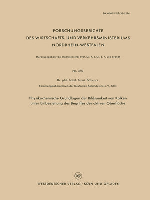cover image of Physikochemische Grundlagen der Bildsamkeit von Kalken unter Einbeziehung des Begriffes der aktiven Oberfläche